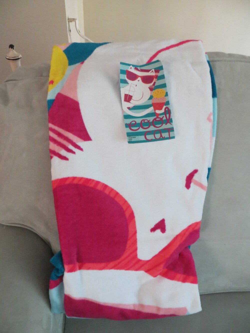 Jumping Bean Cool Cat Cotton Velour Beach/Pool Towel